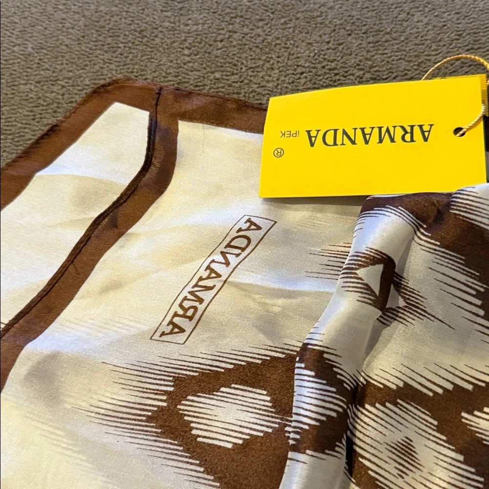 New Armanda Brown Tan Polyester Light Scarf 20”x70” (TD)